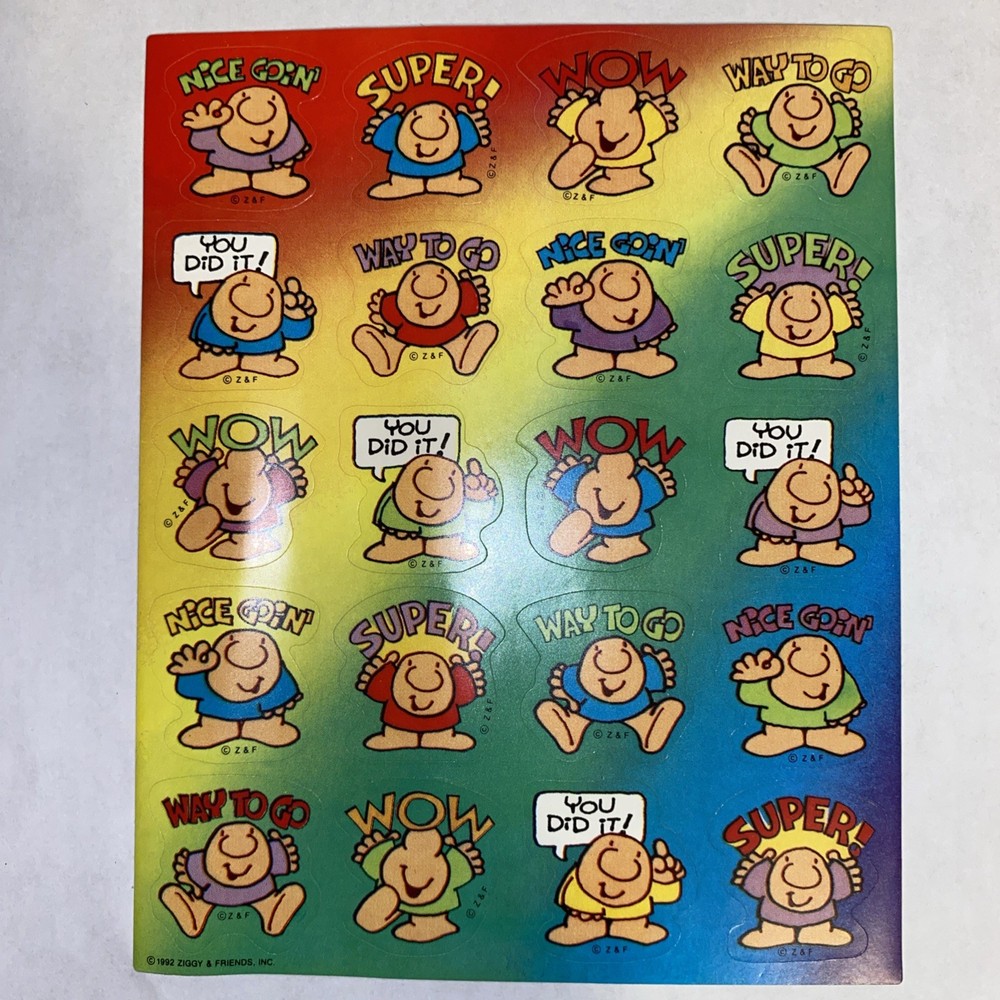 Vintage ZIGGY & Friends Sticker Sheet Scrapbook Planner Craft Stickers