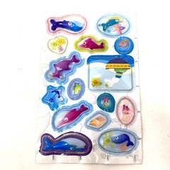 Vintage Plastic 3D Bubble Stickers Zoo Farm Animals Sea Creatures Preowned