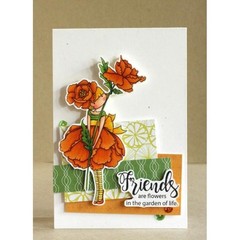New Stamping Bella Cling Rubber Stamp Tiny Townie GARDEN GIRL POPPY free USA shp