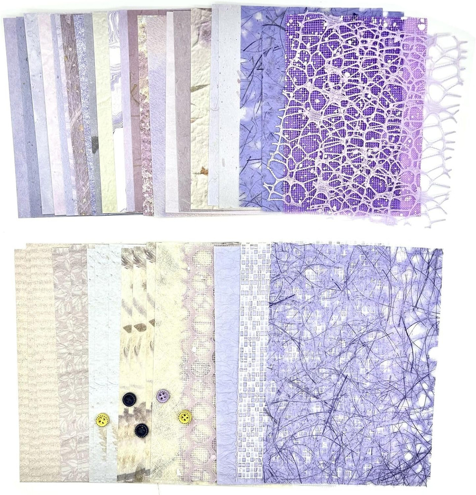 Textured Scrapbook Paper Mesh Fabric – Junk Journal Supplies Assorted Set 51 She