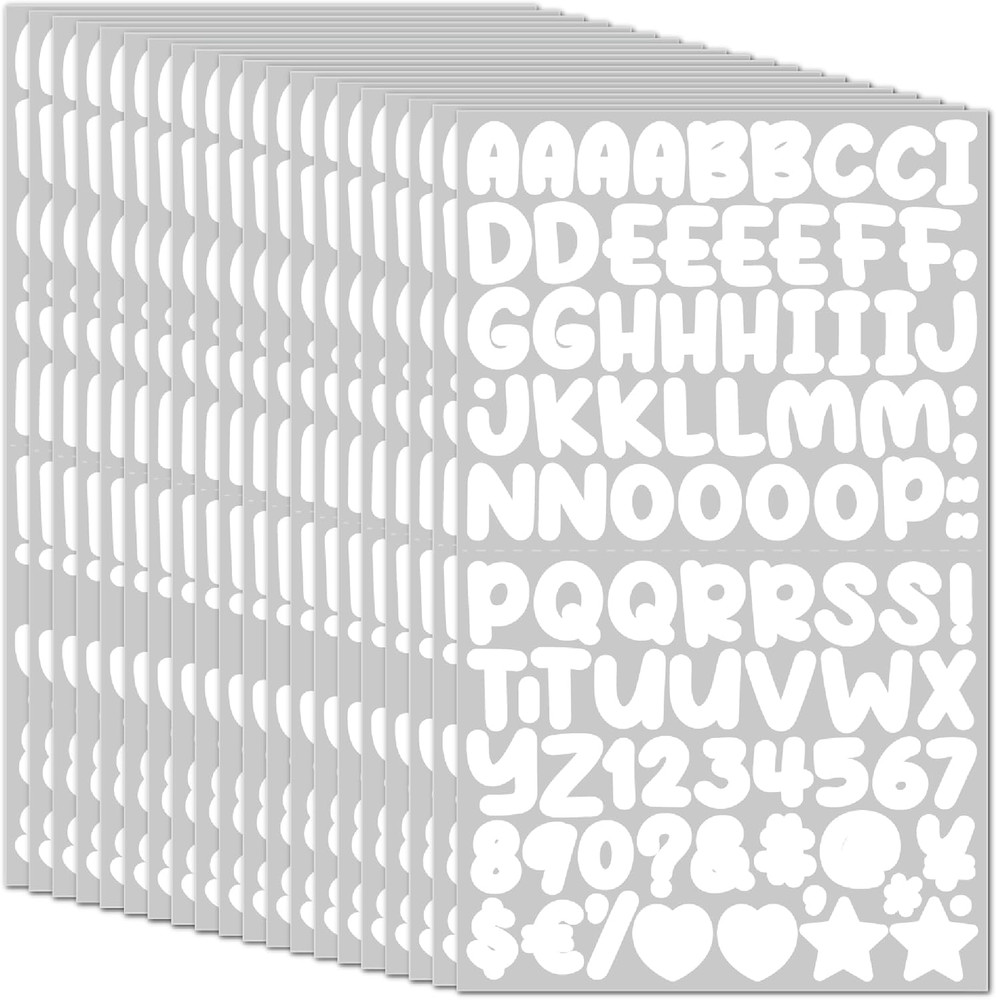 1800 Pieces 20 Sheets Small Letter Number Stickers, 1/2Inch Self-Adhesive Vinyl