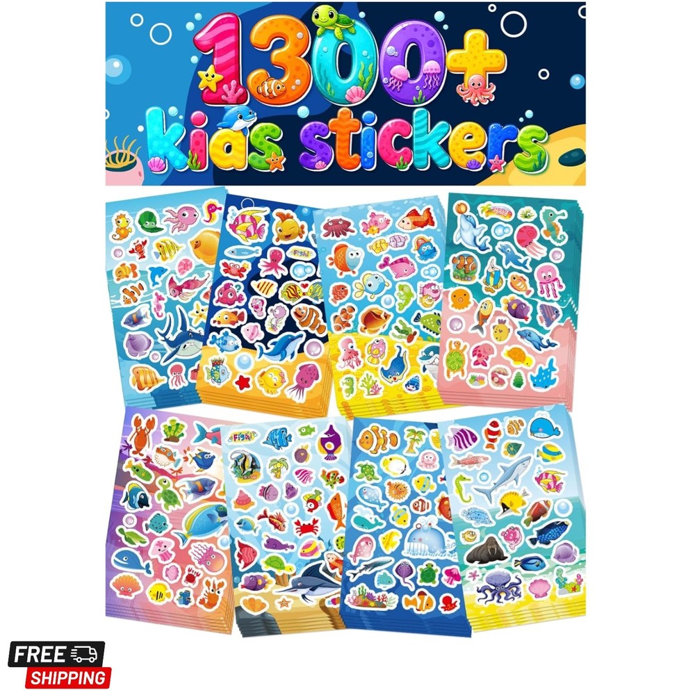 Ocean Animal Stickers for Kids, 1300+ PCS 40 Sheets Sea Life Sticker Sheets, …