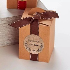 Vintage Kraft Handmade With Love Stickers – 1 Inch Self-Adhesive Gift, Baking