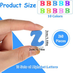 260Pcs Letter Stickers Small Foam Letter Stickers for Crafts, 10 Colors Self Adh