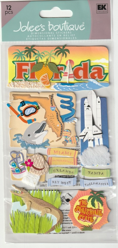 Jolee’s Boutique 3-D stickers FLORIDA Space Shuttle Theme 75905 Fast FREE Ship!