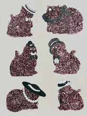 NEW Old Stock Vintage Sticker Sheet of HALLMARK PINK GLITTER CATS Very Rare HTF