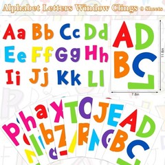 9 Sheet Alphabet Letters Window Clings 26 Uppercase & Lowercase Letters Reusa…
