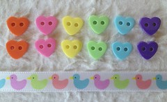 Duck Ribbon Heart Buttons pastel baby announcements Scrapbook boy girl ducks