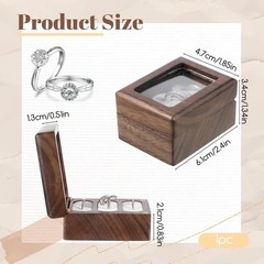 Wedding Ring Box 3 Slot, Wooden Ring Box with Clasps Solid Wood Rectangle Rin…