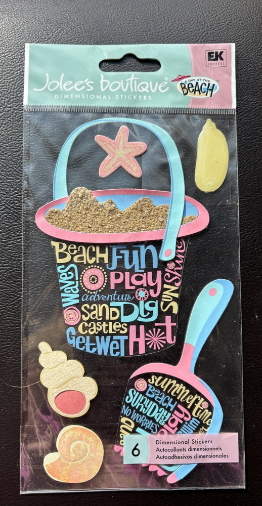 Jolee’s Dimensional Stickers BEACH SHOVEL PAIL BUCKET SEASHELLS