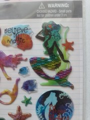 NEW Glitter Fancy Mermaid Starfish Dolphin Seashells Fish Puffy Stickers