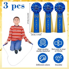 3pcs Badge Ribbons, Blue Award Ribbons, 1st Place Ribbon, Blue Rosette Ribbon…