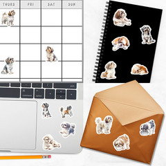 Shih Tzu Dog Stickers for Journals, Scrapbooks, Planners, Glossy, Matte