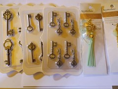Craft Supply Lot Keys, Charms, Tassels, Ribbons, Tags Scrapbooking, Card Making
