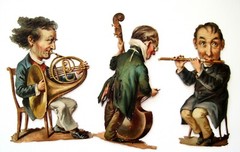 (1) Set of (6) 1800’s Musician Die Cuts Holding Their Instruments *