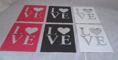Lot of 6 Die Cut LOVE Card Fronts 2 each Red Black White 4″ X 5.25″ Fits A2 Card