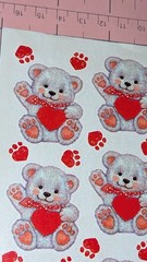 Vintage Hallmark Stickers Teddy Bear Valentine’s Day Heart Paw Prints 1 Sheet