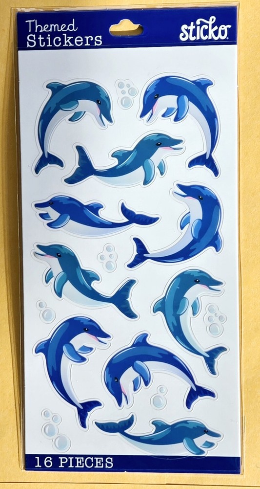 Themed/ Everyday Sticker Single Sheet/ Dolphin/ 16 pieces