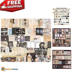 200pcs Vintage Celestial Journal Supplies – Scrapbooking Paper & Stickers Kit