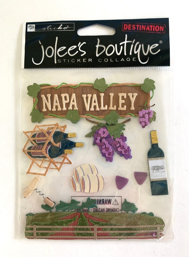 Jolee’s Boutique Destination Sticker Collage NAPA VALLEY Wine Glasses Grapes