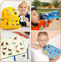 1000PCS Horse Realistic Stickers in 2 Rolls Horse Aesthetic Stickers for Kids, W