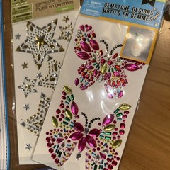 Lot Of 60 New Gemstone Rhinestone Jewel Stickers Crafts Self Adhesive Stick on