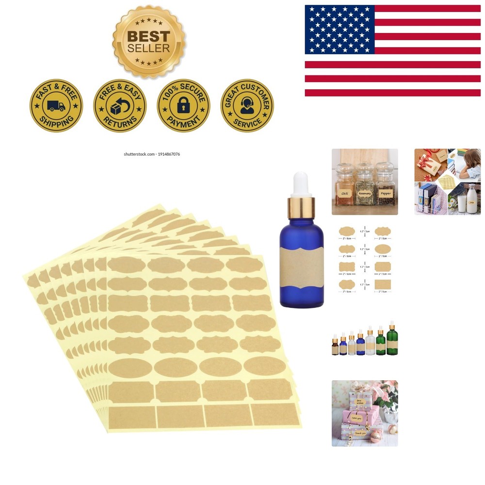 256 Fancy Shape Kraft Labels – Self-Adhesive Gift Tags for Elegant Organization