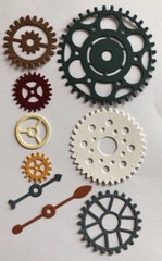 GEAR/SPROCKET Die-Cut (9pc)Steampunk•Cog•Clock Hands•Machine•Antique•Wheel