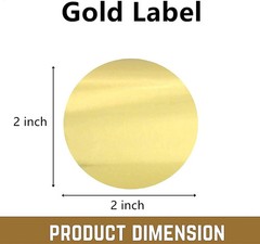 Hybsk 2 inch Matte Gold Labels Round Color Coding Dots Embossing Stickers Adhesi