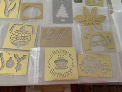 LOT OF 33 SCRAPBOOKING CARD MAKING ENVELOPES, EMBOSSING STENCILS, BUTTONS