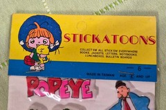Popeye stickers vintage puffy style stickatoons NOS sealed package old store sto