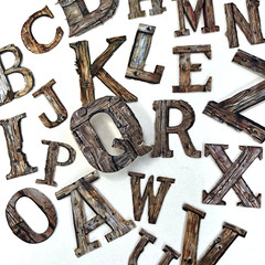 Rustic Wood Alphabet Letter Stickers Scrapbook Junk Journal Collage