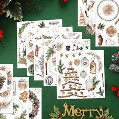 16 Sheets Rustic Christmas Rub on Transfers for Crafts Xmas Tree Wreath Ball Soc