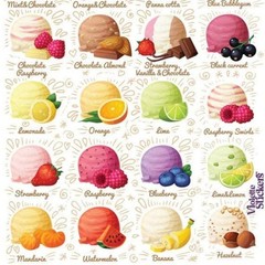 Violette Stickers – Ice Cream – 1 Colorful Flavors Sticker Sheet – Stationery