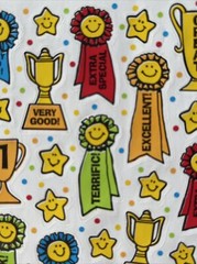 RIBBONS & TROPHY Stickers (26pcs)AGC•Children’s Reward •Nice Work•Sports•School•