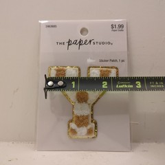 The Paper Studio Chenille Y Brown White Checker Sticker Patch Alphabet Letter