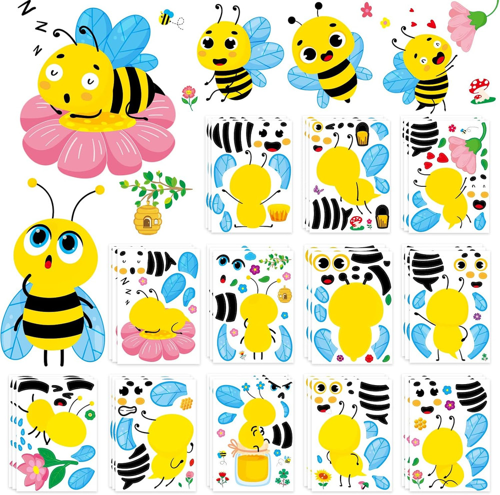 Make Your Own Honey Bee Stickers 36 Pack Spring Summer Make a Face DIY Stickers