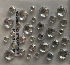 CLEAR/SILVER ROUND GEM Accent Stickers(30pc)Tiny Craft•Rhinestone •Christmas•