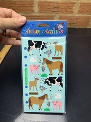 Farm Animal Petting Zoo stickers Stickopotamus Lot of 6 Sealed Vtg cows pigs