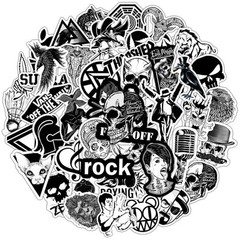 50Pcs Funny Punk Stickers | Black & White DIY Waterproof Decals | Series 01