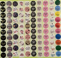 100 THANK YOU Stickers Assorted Multi Design Mixed Lot 1” Diameter