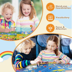 Reusable Jelly Sticker Books for Toddlers, 3D Waterproof Sticker Books, Travel T