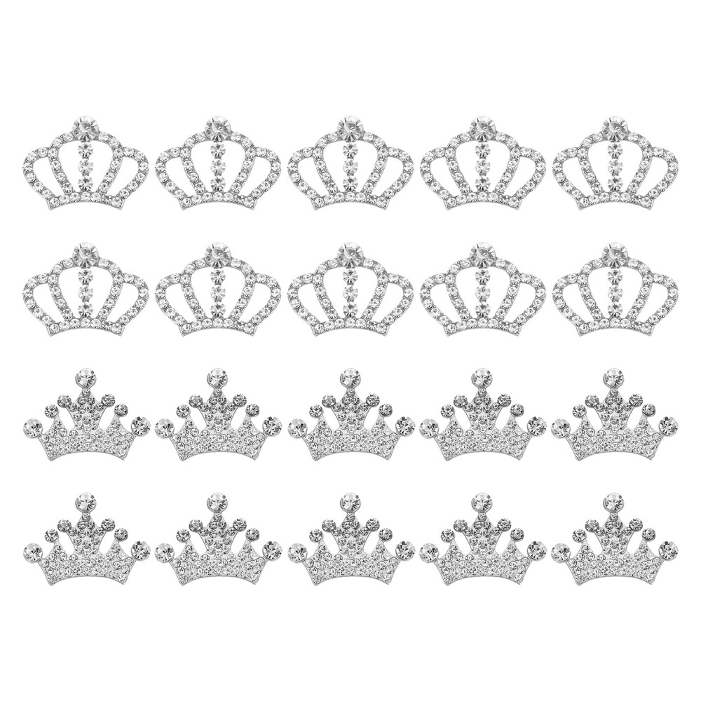20Pcs Crown Charms, 1.3″ x 0.98″ Metal Rhinestone Crown, Silver