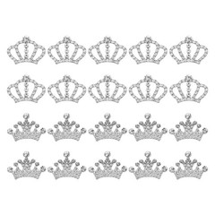 20Pcs Crown Charms, 1.3″ x 0.98″ Metal Rhinestone Crown, Silver