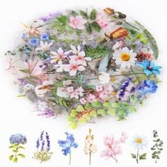 160Pcs Natural Flower Stickers for Scrapbooking,SelfAdhesive Transparent Flow…