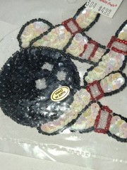 Vintage Bowling Ball and Pins Sequins Patch Great for Hats Bags Backpack