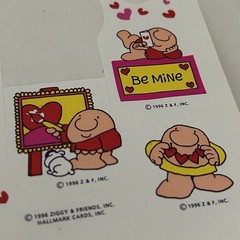 Vintage 1990s Hallmark Ziggy Sticker Sheet LOT used Reward Valentine Love 90s