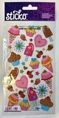 Sticko 39pc Tasty Treats Stickers Ice Cream Hearts Scrapbooking Journaling