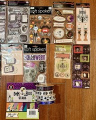 NEW! 15pc Lot HALLOWEEN Scrapbooking Supplies Paper Stickers Ribbon Scrapbook