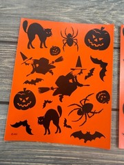 Vintage Halloween Silhouette Orange Black Decorative Stickers